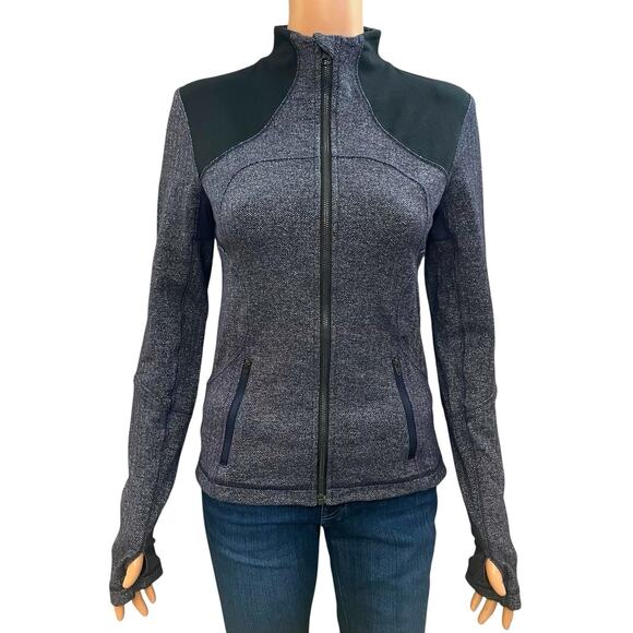 Lululemon Forme Jacket Herringbone Print Medium Fitted Athletic Black Purple Zip - Picture 1 of 11